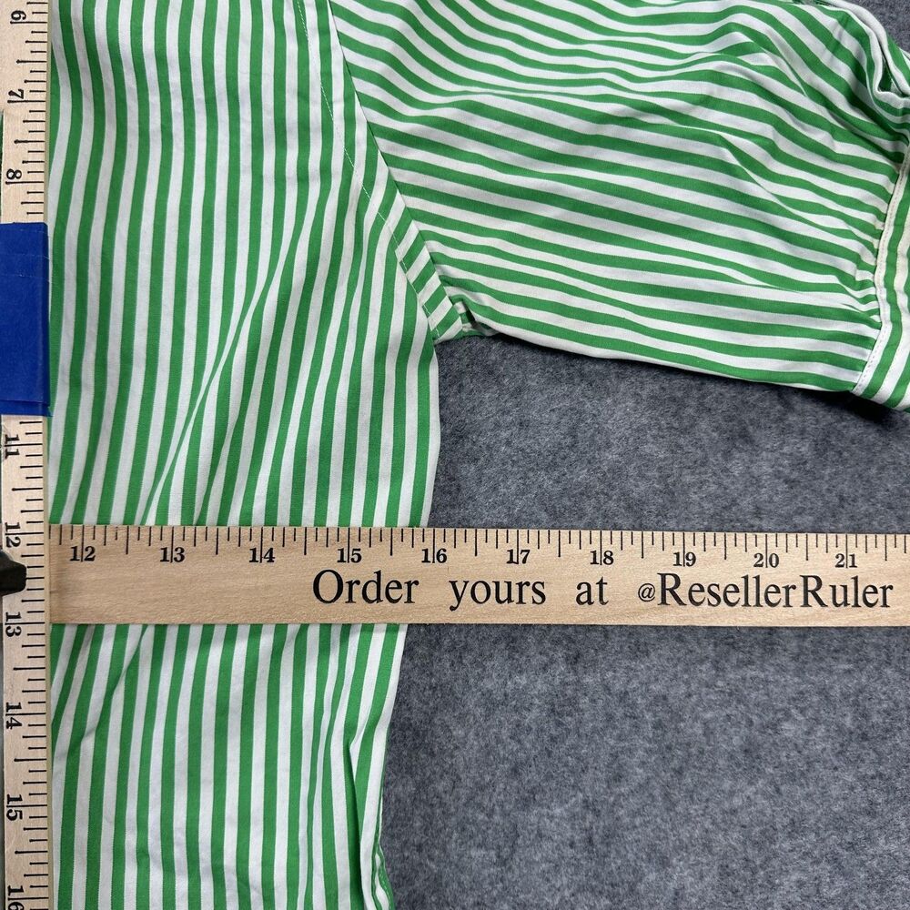 Ralph Lauren Sport Shirt Womens 4 Green Stripe Short Sleeve Button Front Casual - Picture 8 of 10